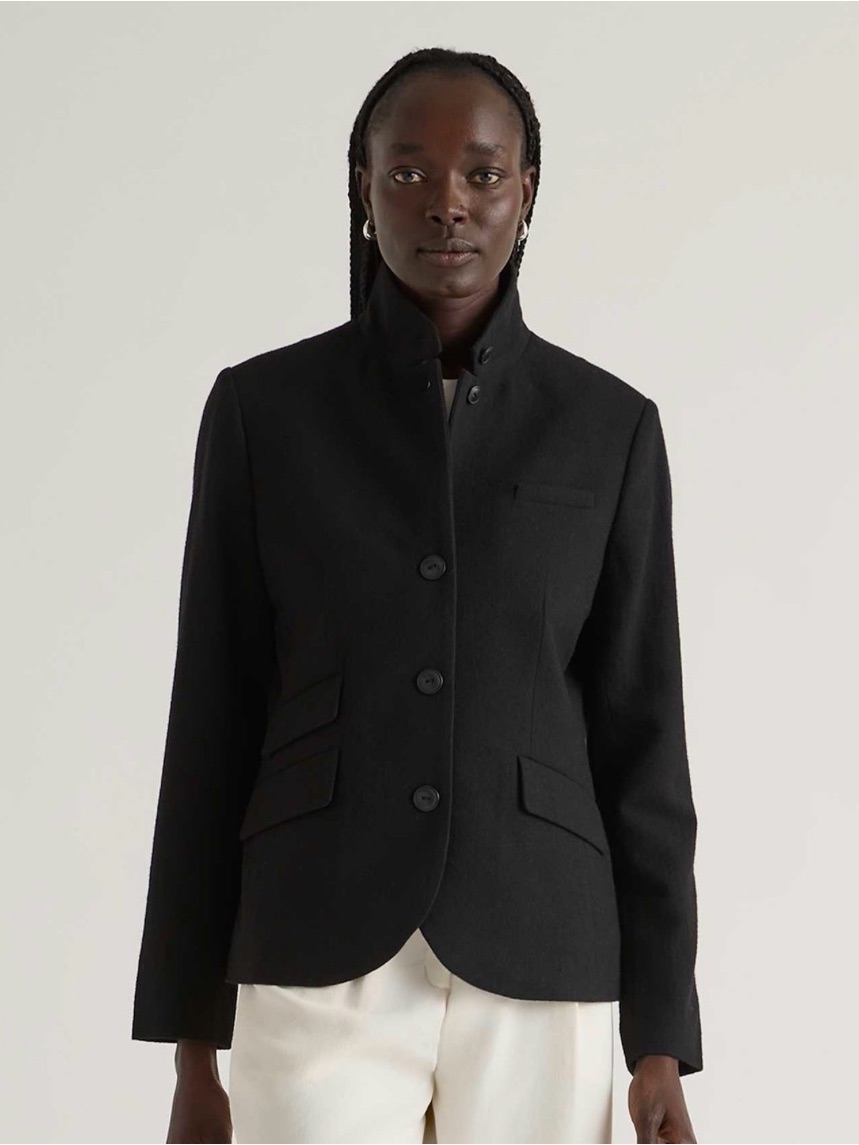 Quince Black Women's Stand Collar Button Jacket